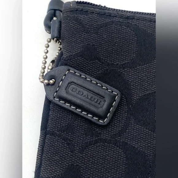 Coach Women’s Black Canvas Signature C Wristlet Coin Purse - Picture 3 of 5